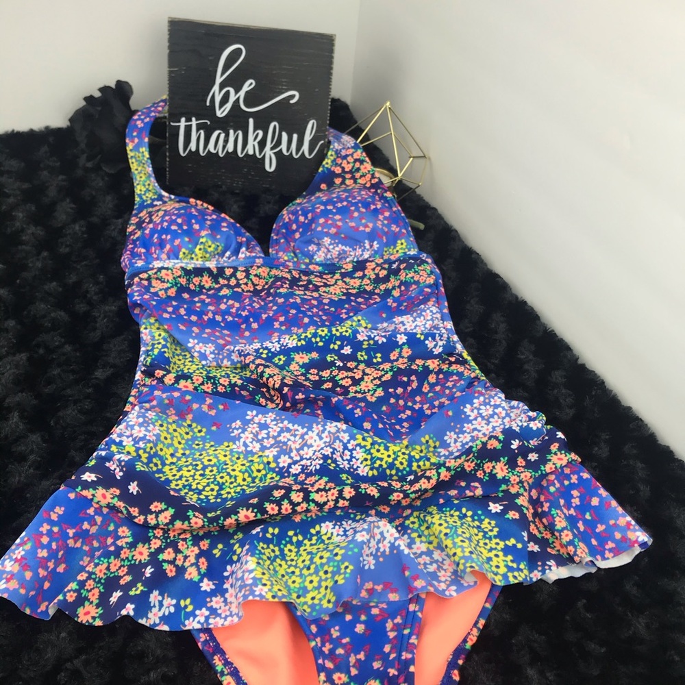 Neon Floral One Piece Swimsuit - Picture 6 of 16